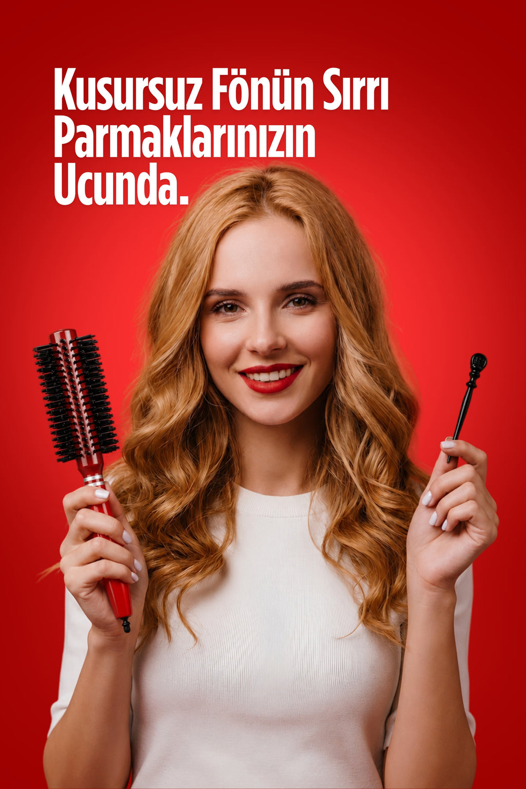Professional 333 Tokalı Kırmızı Saç Fırçası
