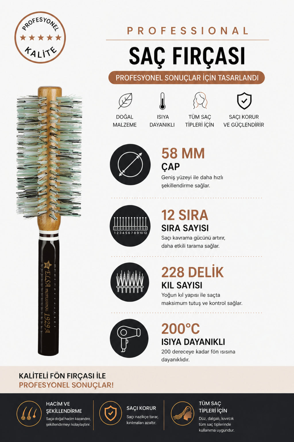 Professional 1929 3'lü Set Saç Fırçaları