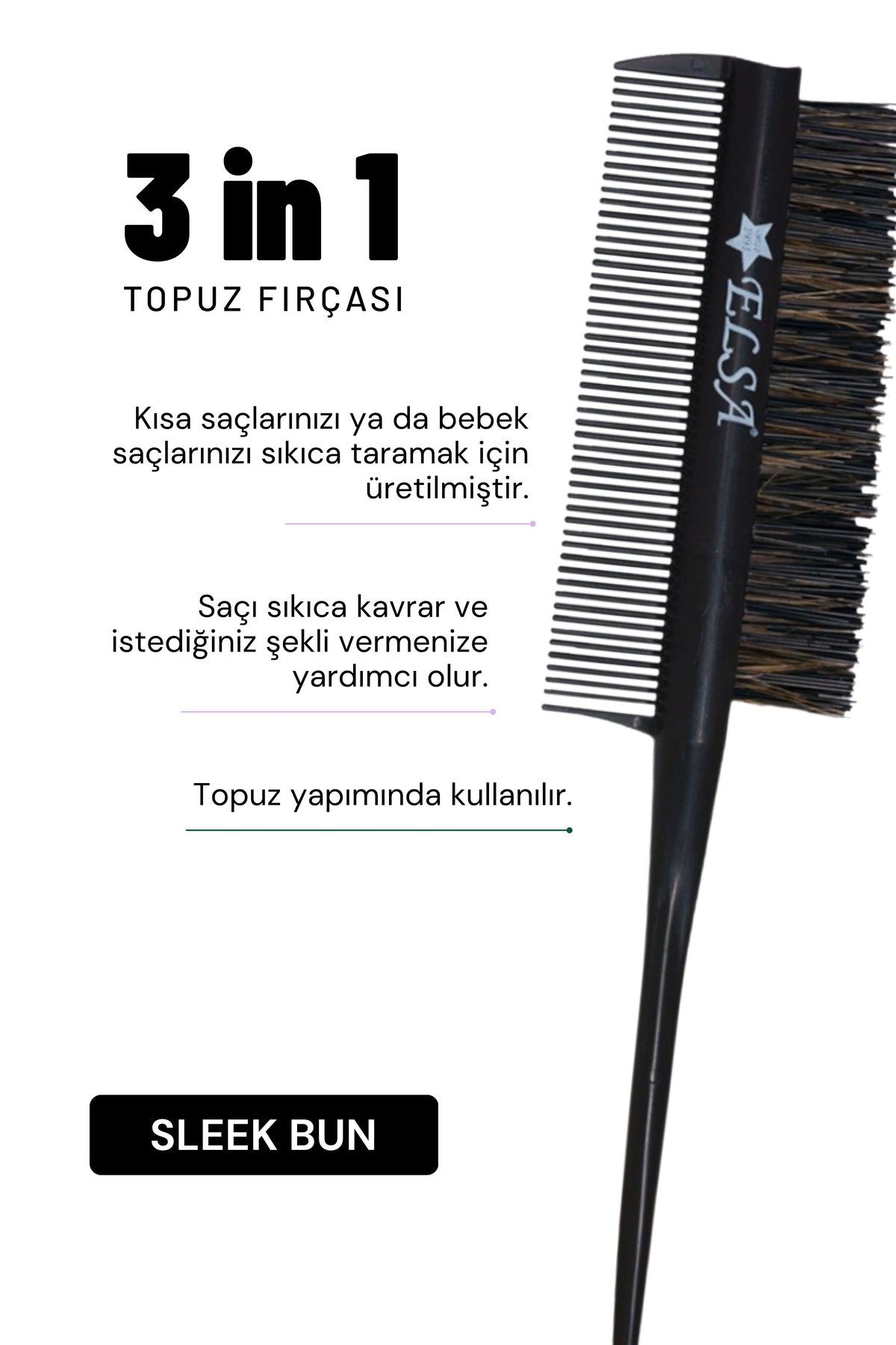 Professional Hair Wax Stick 75gr - Saç Sabitleyici ve 3 in 1 Topuz Fırçası Sleek Bun 2'li Set