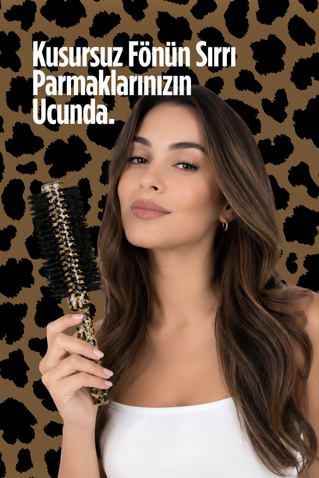 Professional 0.66 Leopar Desenli Saç Fırçası
