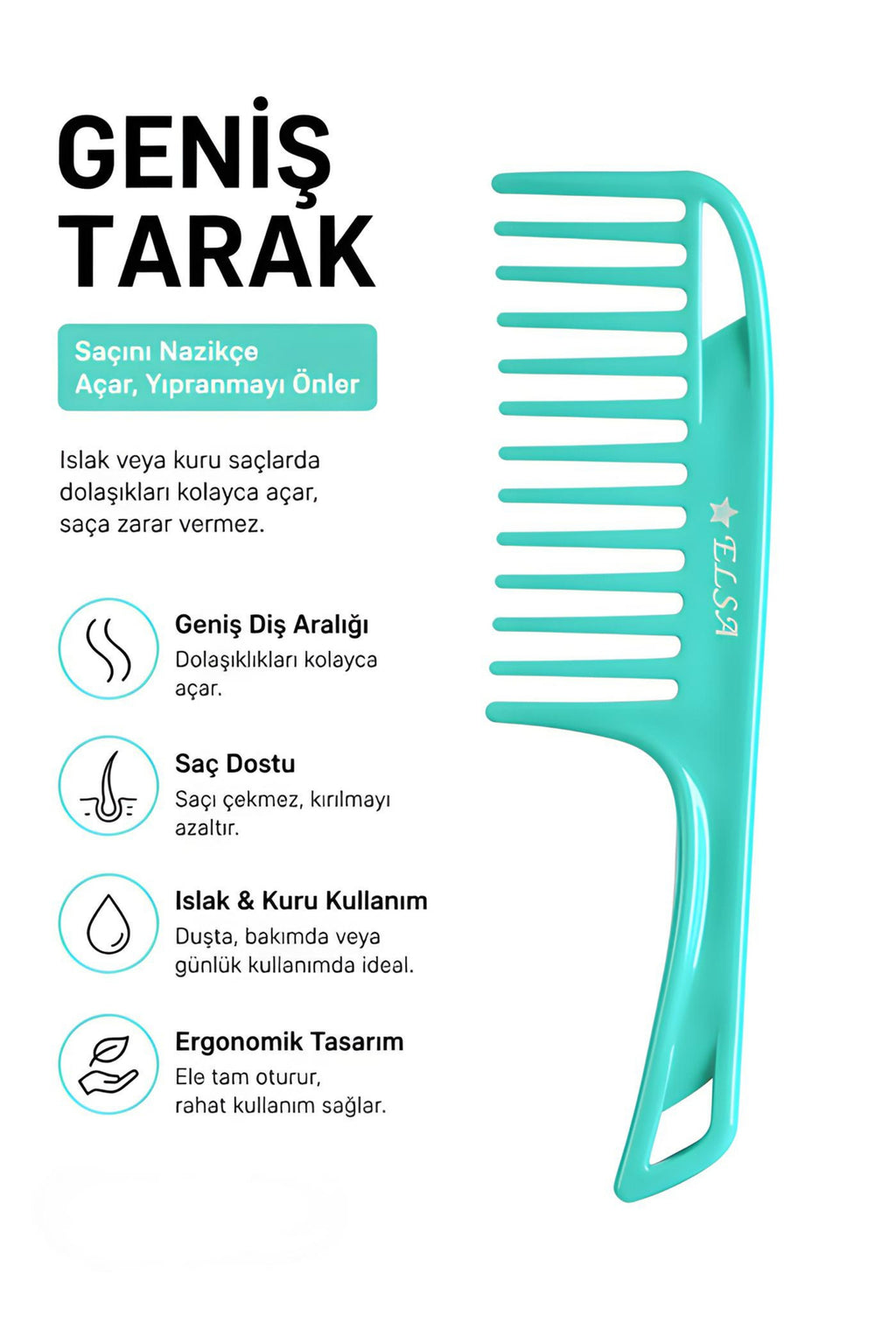 Professional Geniş Yüzeyli Tarak
