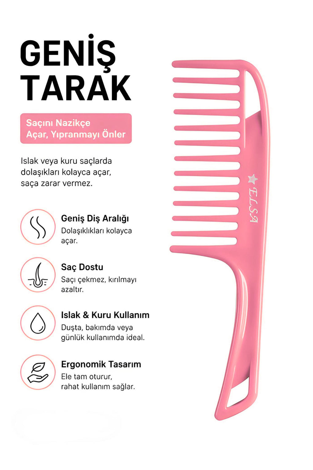 Professional 0345 Geniş Tarak 3X Krepe Tarak Hediyeli