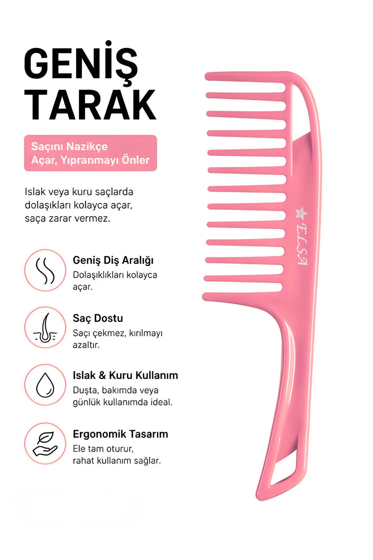 Professional 0345 Geniş Tarak 3X Krepe Tarak Hediyeli