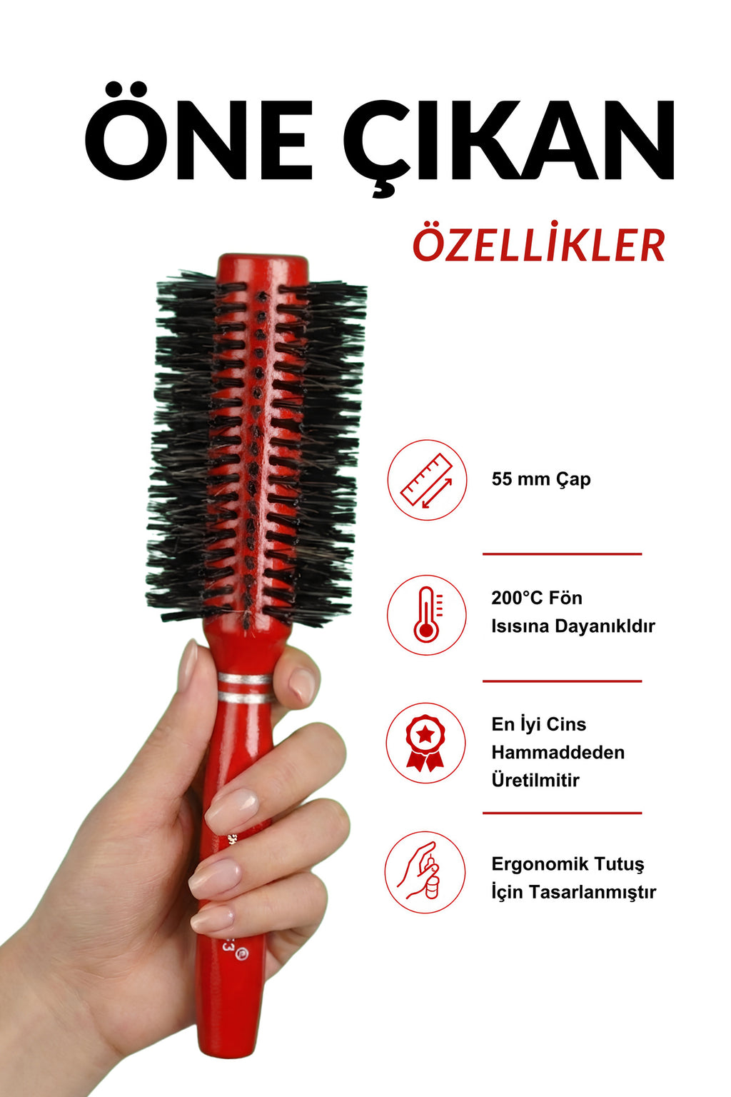 Professional 263 Kırmızı Saç Fön Fırçası
