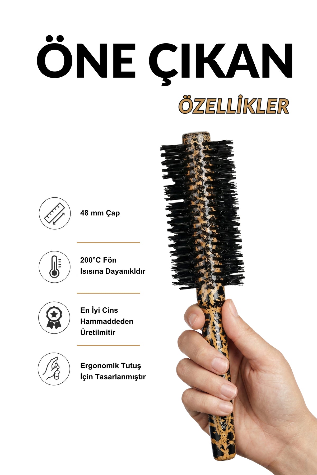 Professional 0.66 Leopar Desenli Saç Fırçası