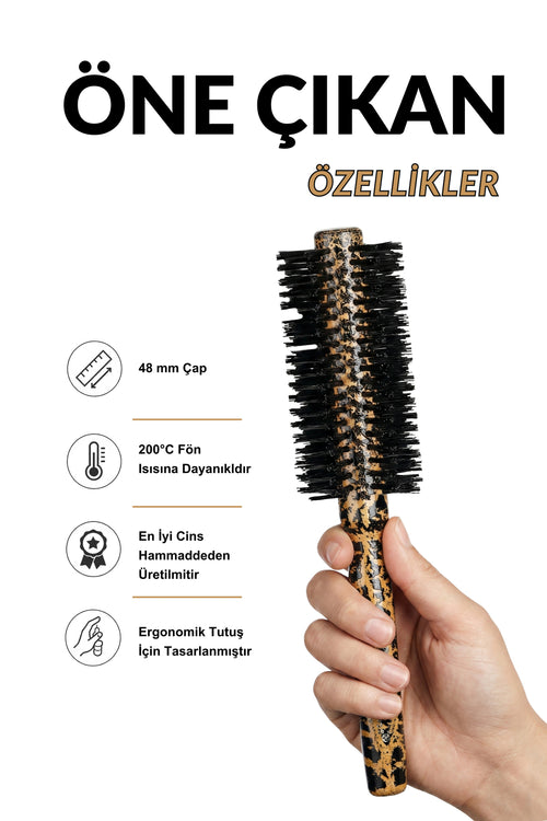 Professional 0.66 Leopar Desenli Saç Fırçası