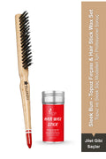 Professional Hair Wax Stick 75gr - Saç Sabitleyici ve Topuz Fırçası Sleek Bun 2'li Set