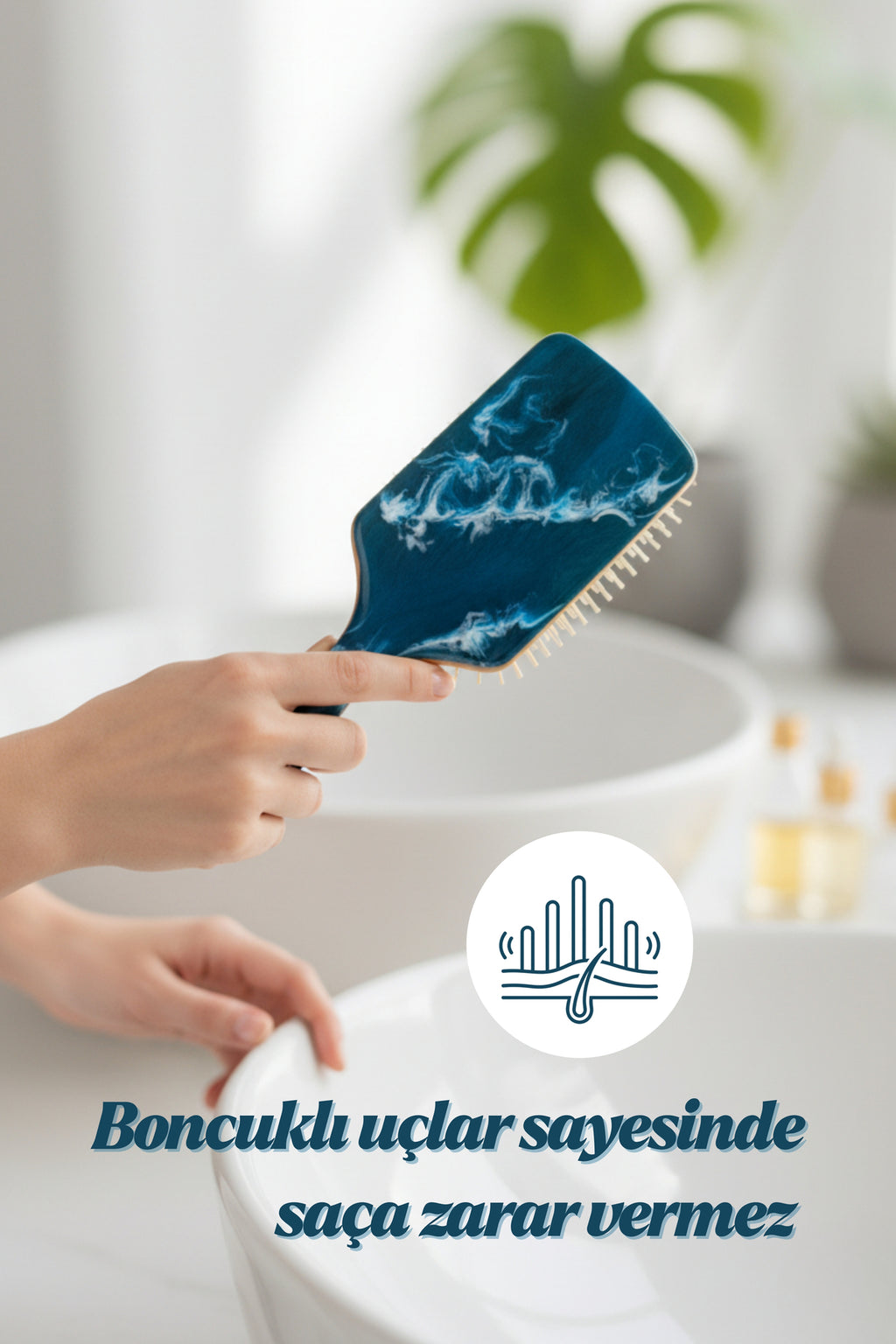 Professional Doğal Ahşap Saplı Sanatsal Tasarım Saç Fırçası - Masaj Etkili & Dolaşık Açıcı