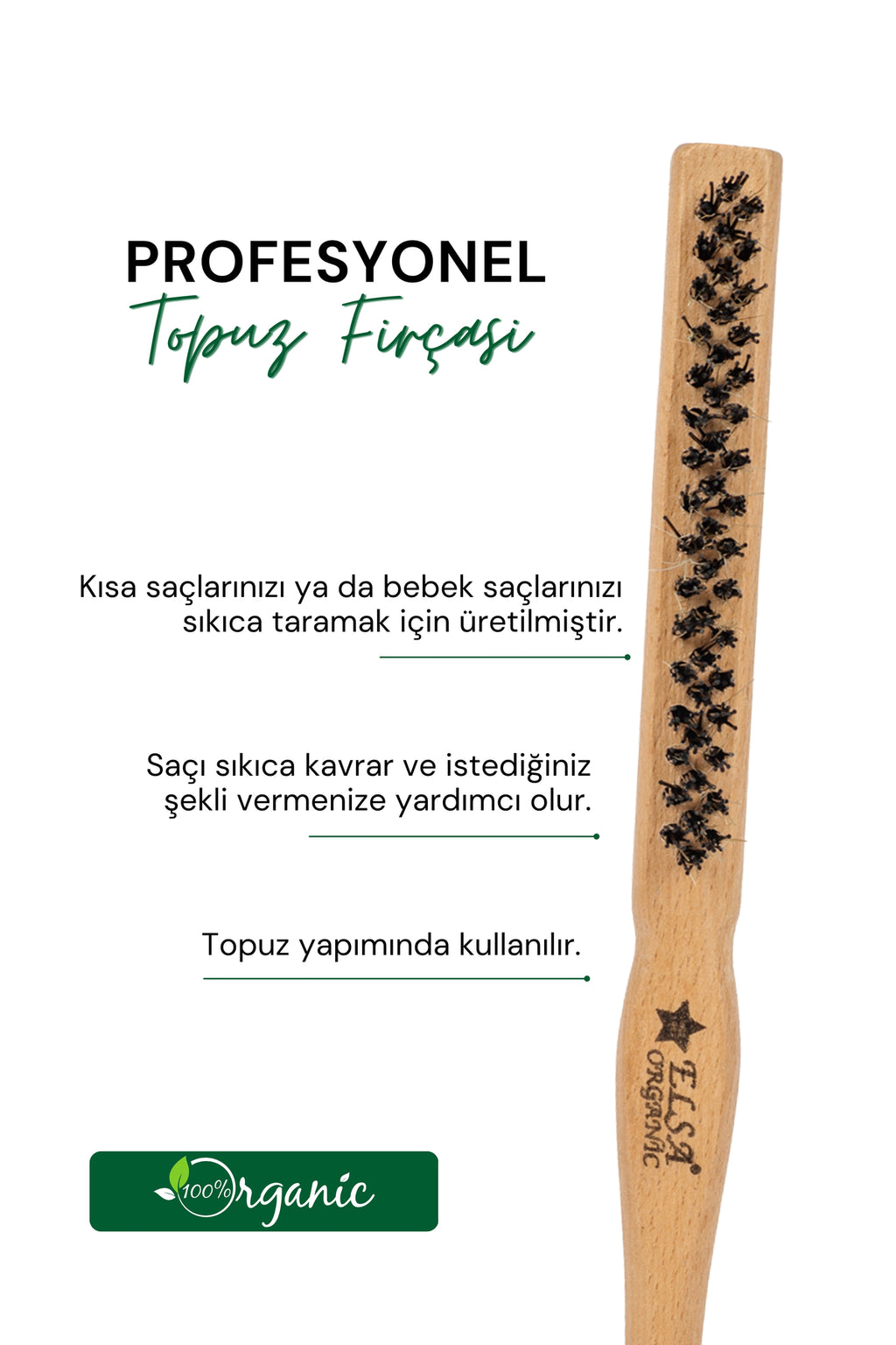 Professional Hair Wax Stick 75gr - Saç Sabitleyici ve Organik Topuz Fırçası Sleek Bun 2'li Set