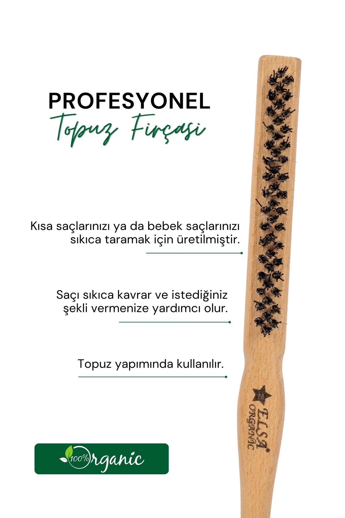 Professional Hair Wax Stick 75gr - Saç Sabitleyici ve Organik Topuz Fırçası Sleek Bun 2'li Set