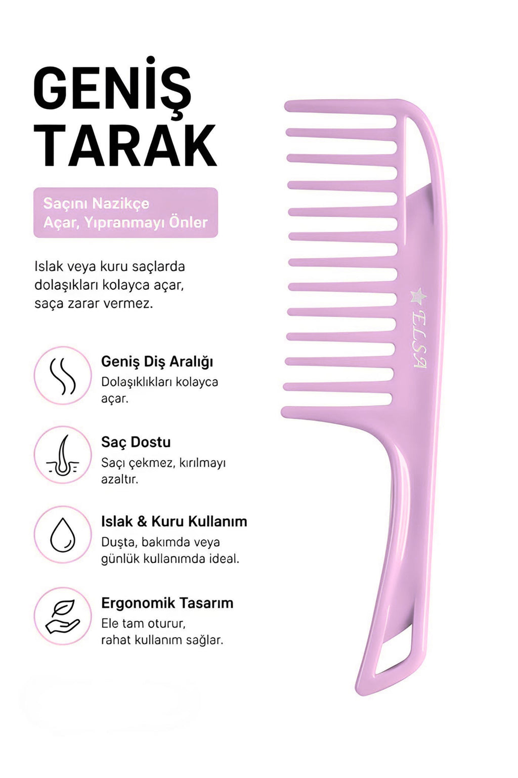 Professional Geniş Yüzeyli Tarak