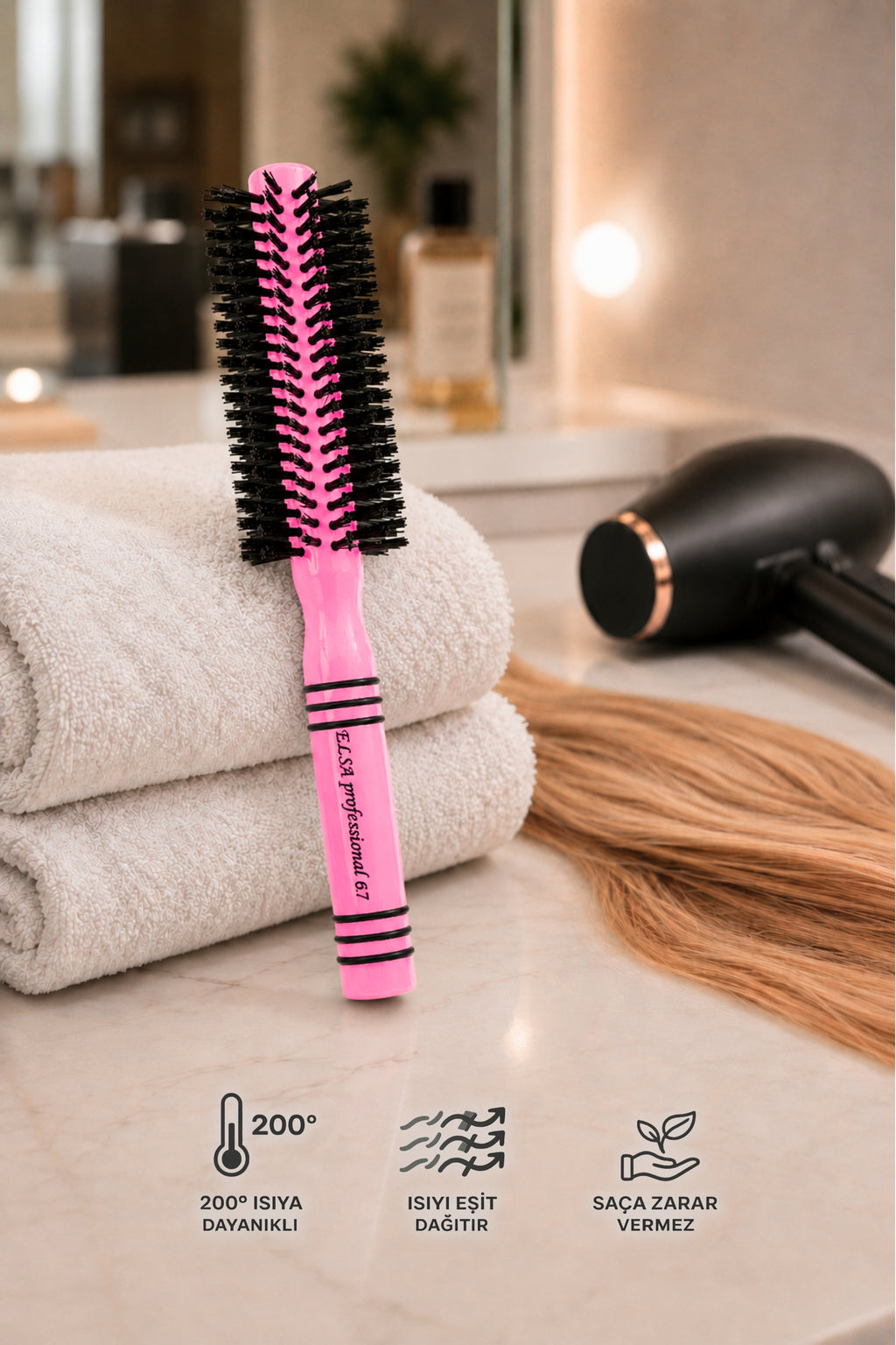 Professional 67 Pembe Saç Fırçası