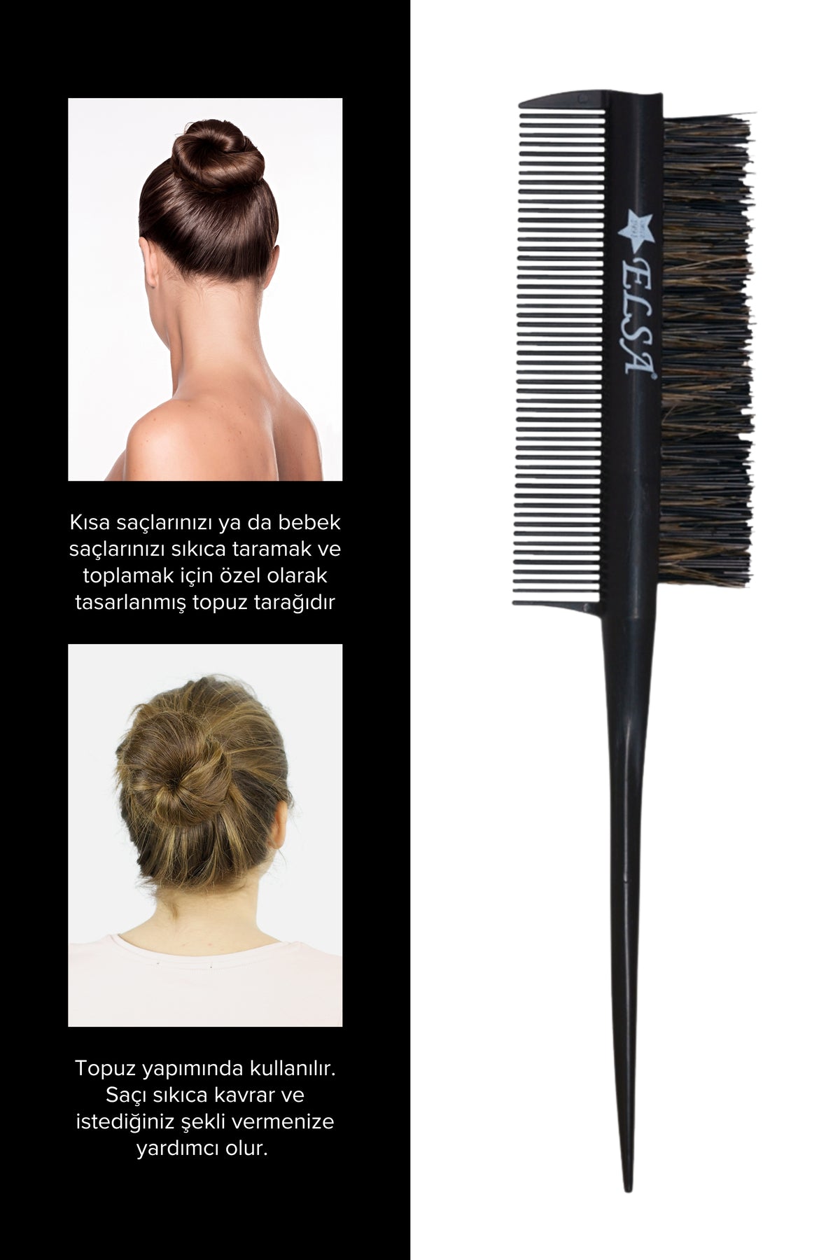 Professional Hair Wax Stick 75gr - Saç Sabitleyici ve 3 in 1 Topuz Fırçası Sleek Bun 2'li Set