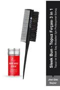 Professional Hair Wax Stick 75gr - Saç Sabitleyici ve 3 in 1 Topuz Fırçası Sleek Bun 2'li Set
