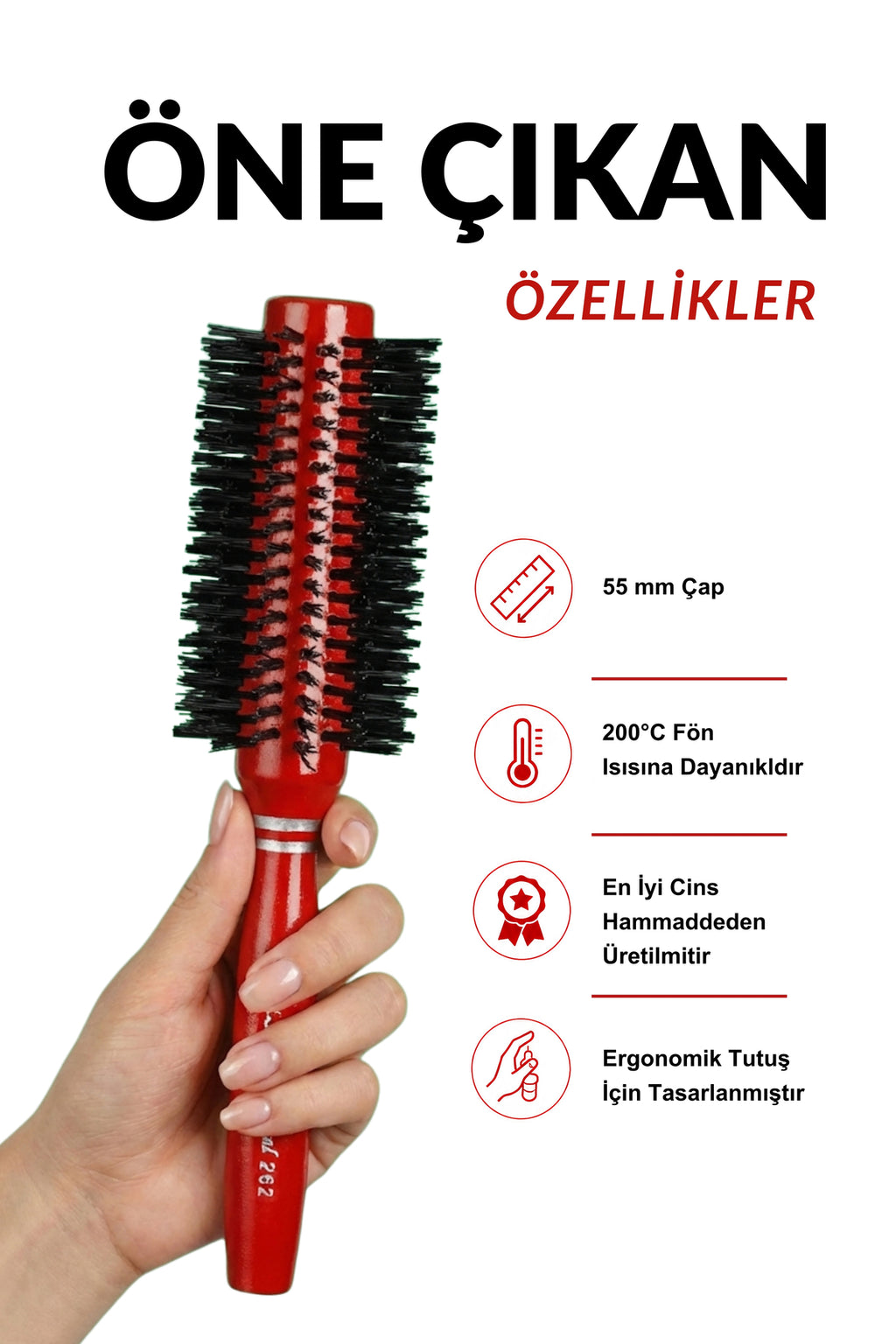 Professional 262 Kırmızı Saç Fön Fırçası