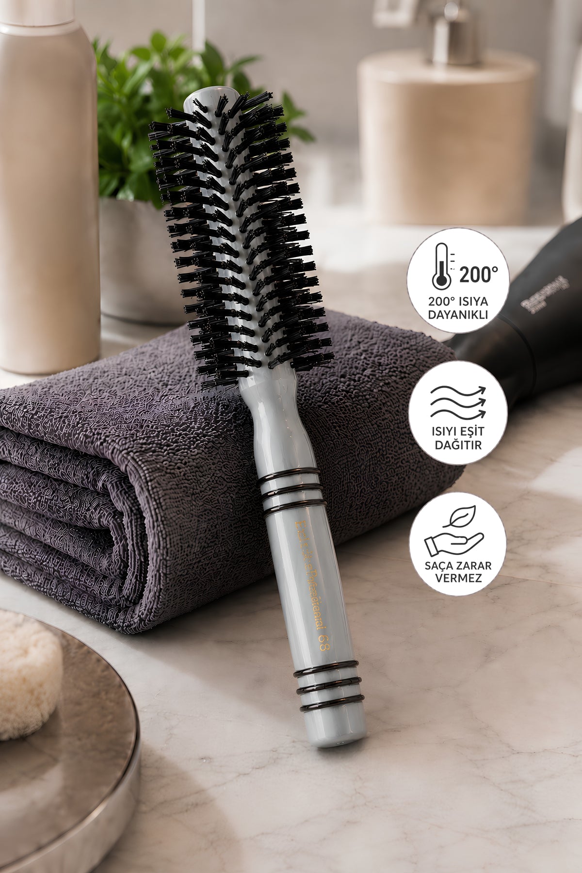 Professional 68 Gri Saç Fön Fırçası