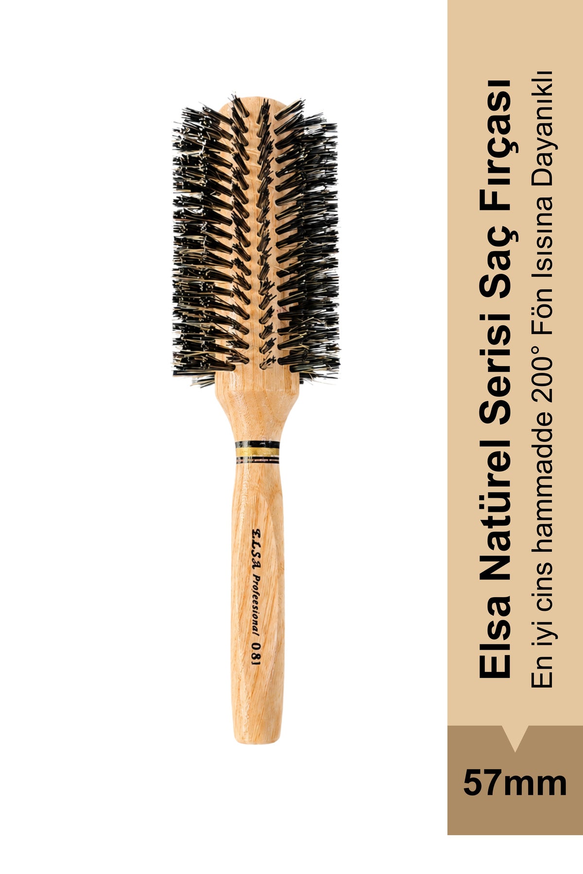 Professional 0.81 Natürel Saç Fırçası 48 mm – Profesyonel Fön Fırçası, Hacim Veren Yuvarlak Saç Fırçası