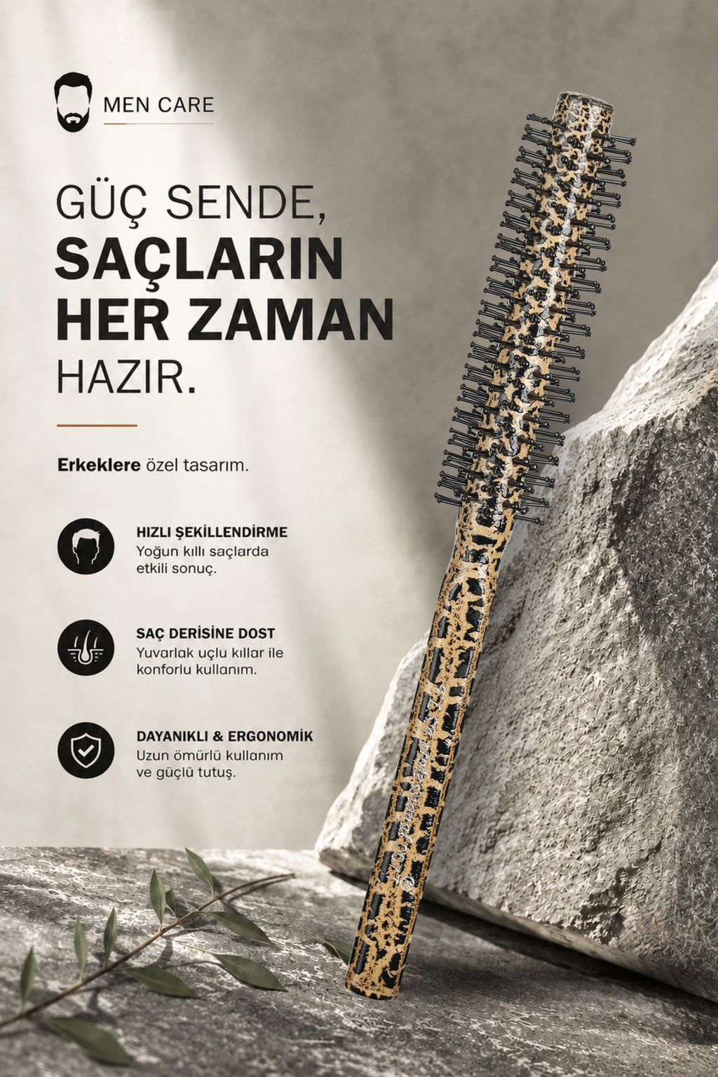Professional 4'lü Kobra Erkek Saç Fırçası Seti