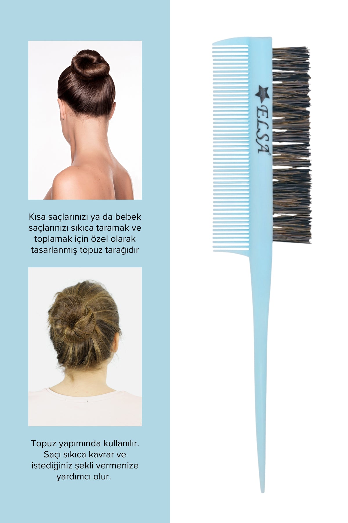 Professional Hair Wax Stick 75gr - Saç Sabitleyici ve 3 in 1 Topuz Fırçası Sleek Bun 2'li Set