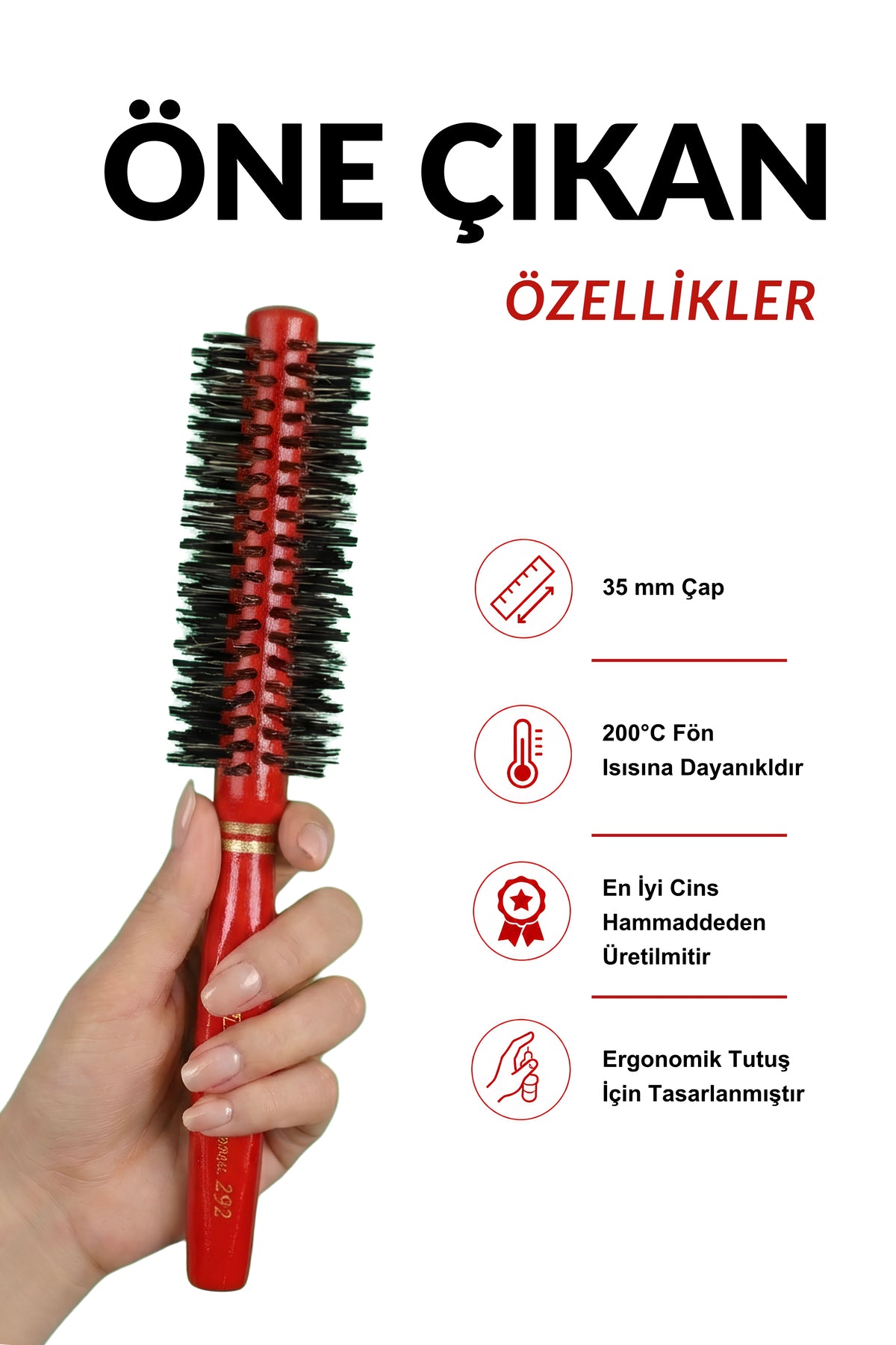 Professional 292 Kırmızı Saç Fırçası