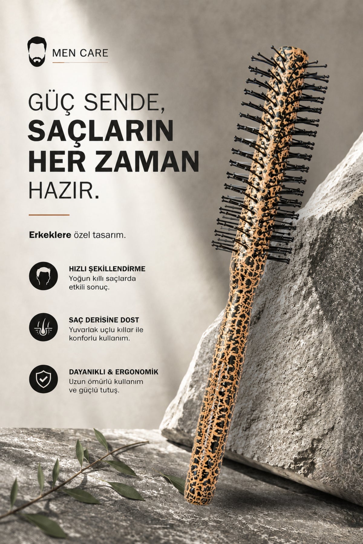 Professional 4'lü Kobra Erkek Saç Fırçası Seti