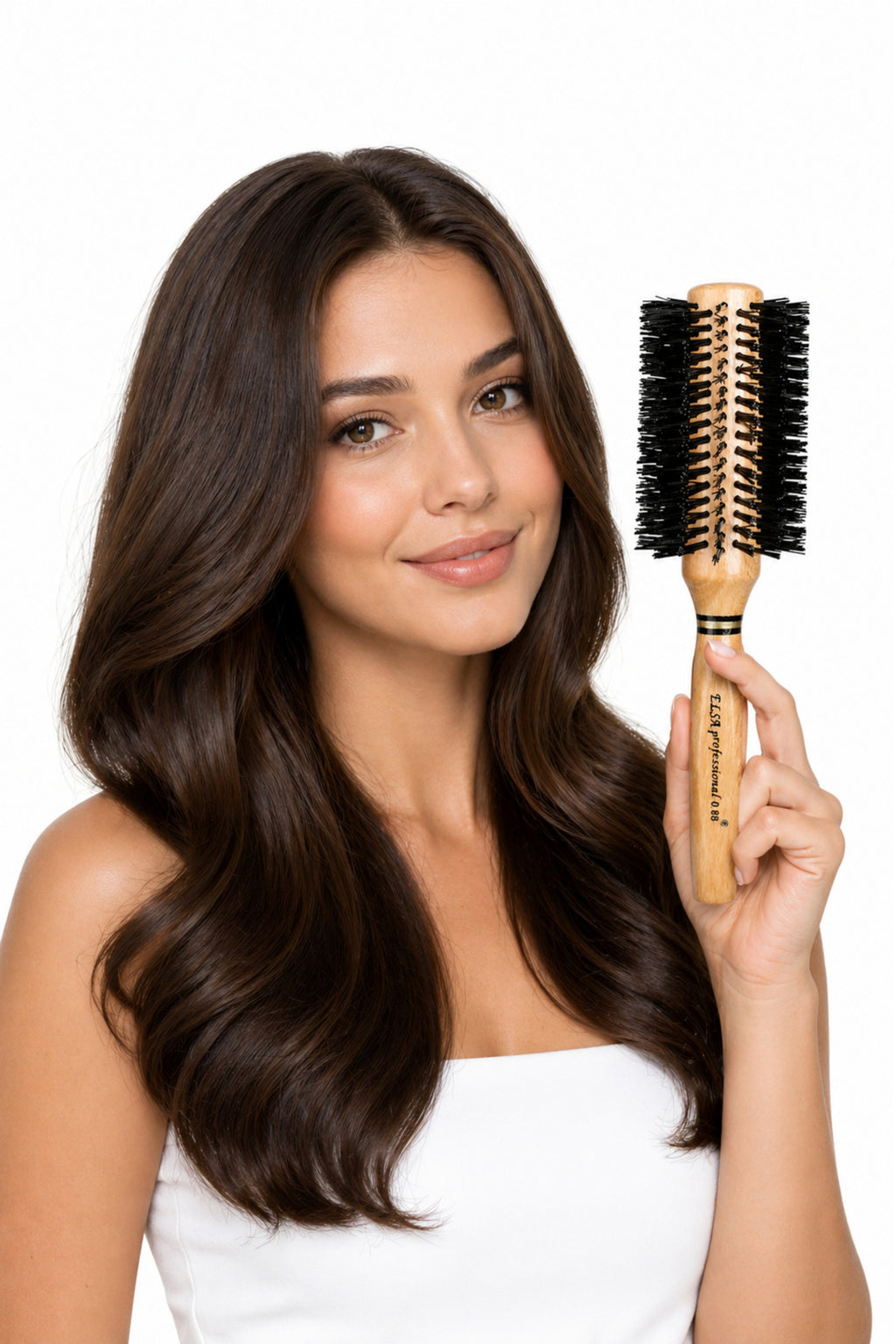Elsa Professional 0.88 Natürel Saç Fırçası 71 mm – Profesyonel Fön Fırçası, Hacim Veren Yuvarlak Saç Fırçası