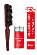 Professional Hair Wax Stick 75gr - Saç Sabitleyici ve 132 Topuz Fırçası 2'li Set