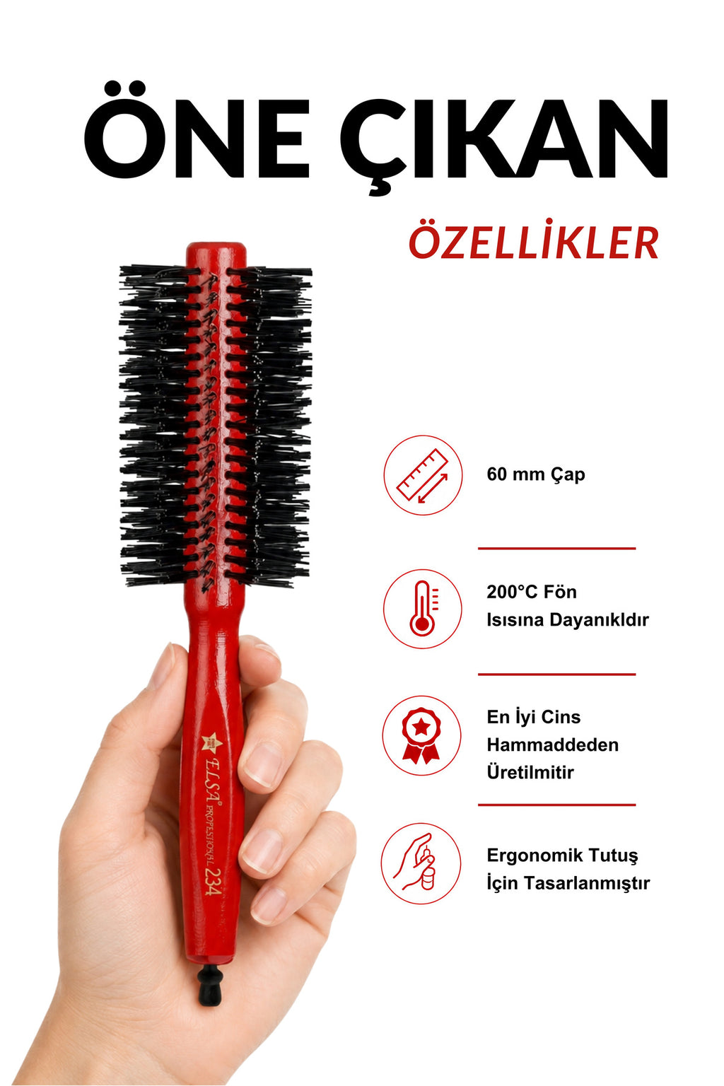 Professional 234 Kırmızı Saç Fırçası