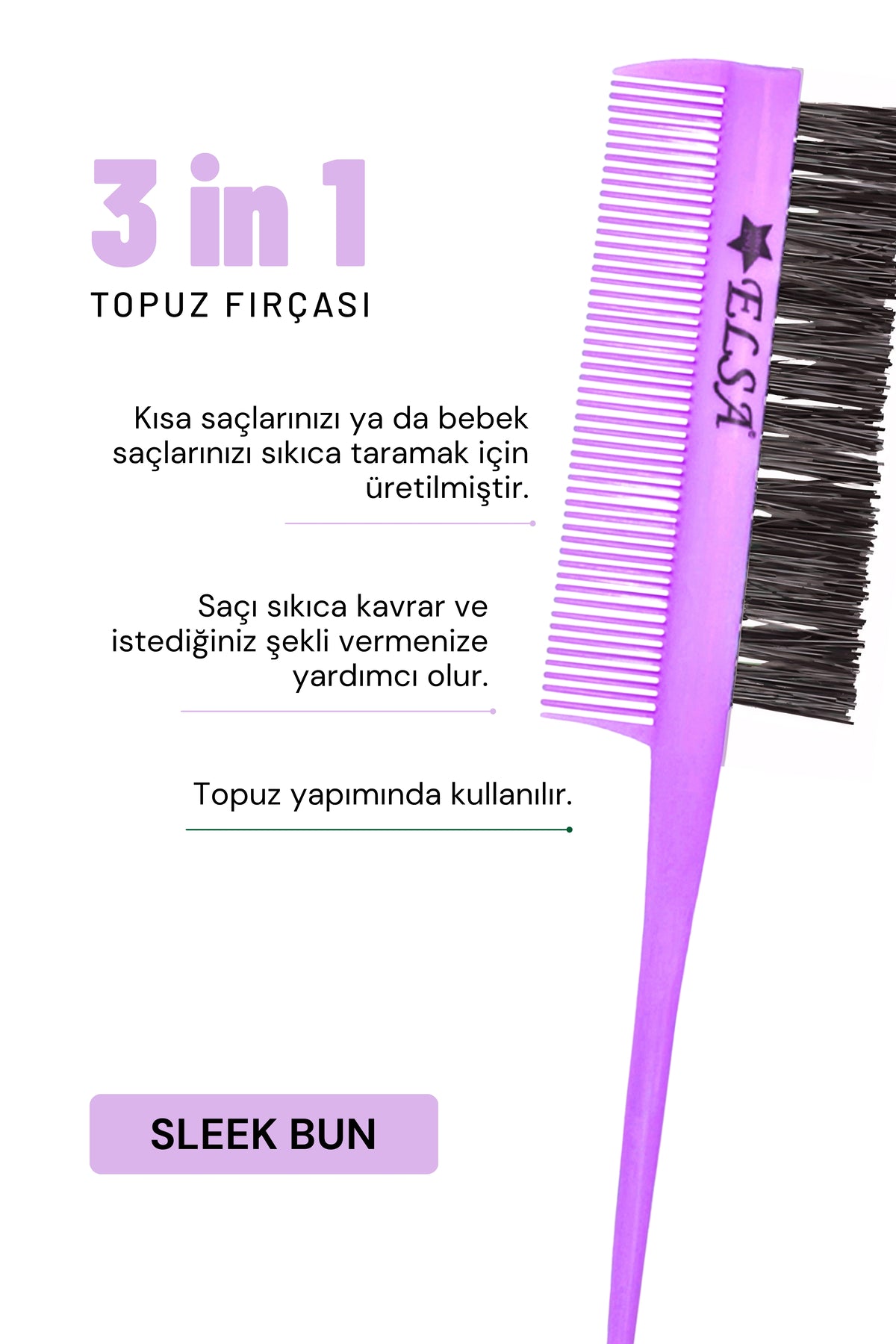 Professional Hair Wax Stick 75gr - Saç Sabitleyici ve 3 in 1 Topuz Fırçası Sleek Bun 2'li Set