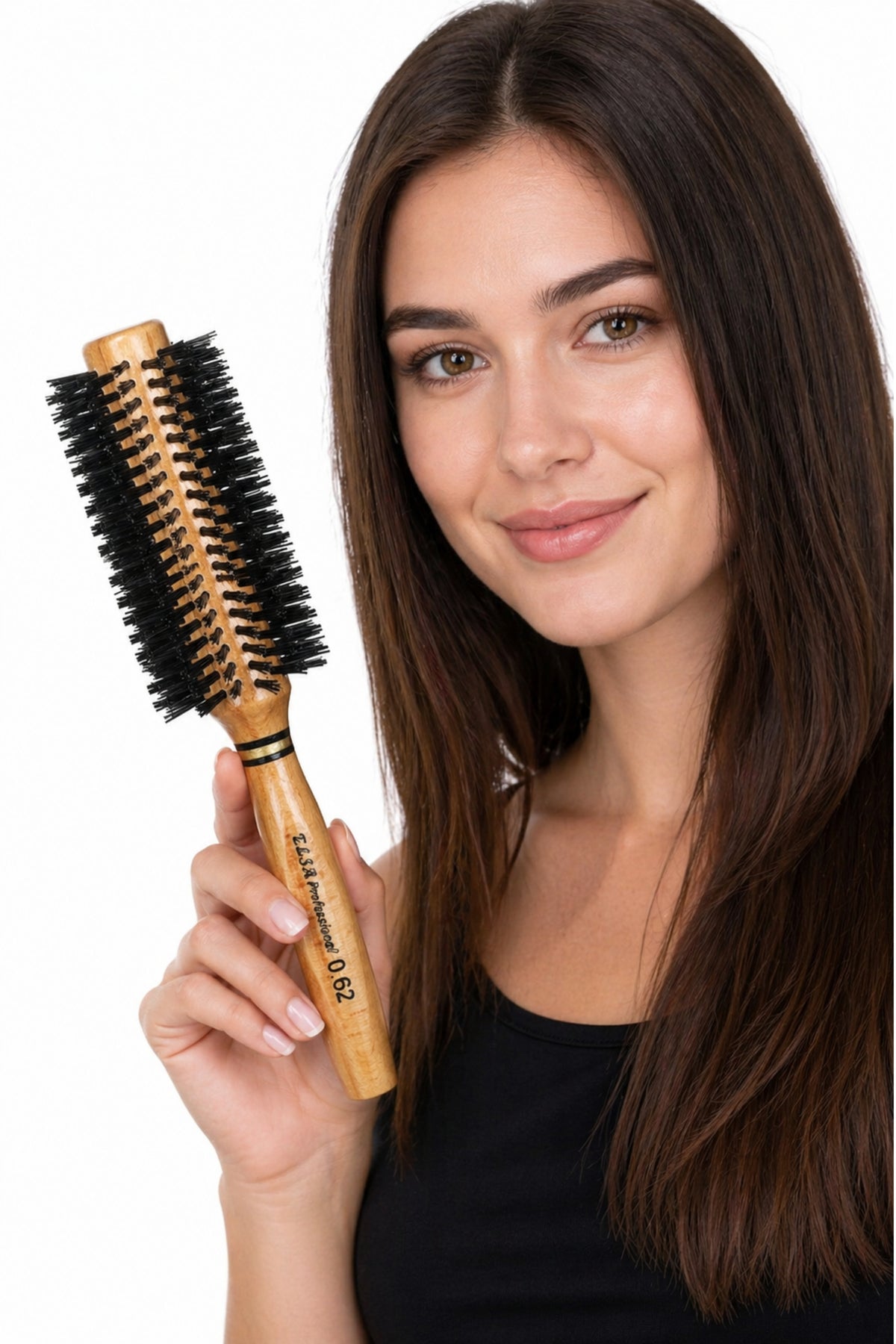Elsa Professional 0.62 Natürel Saç Fırçası 55 mm – Profesyonel Fön Fırçası, Hacim Veren Yuvarlak Saç Fırçası