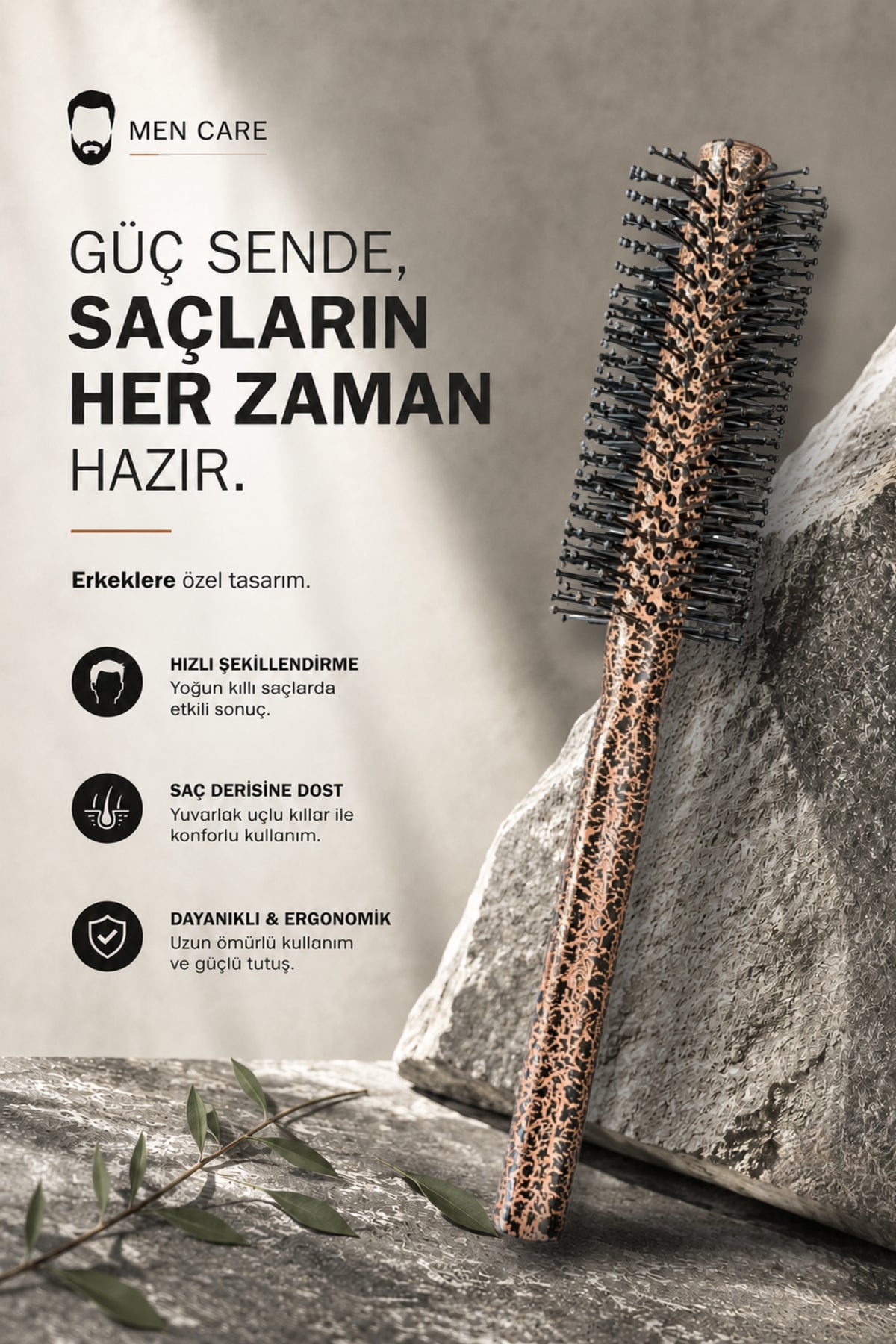 Professional 4'lü Kobra Erkek Saç Fırçası Seti