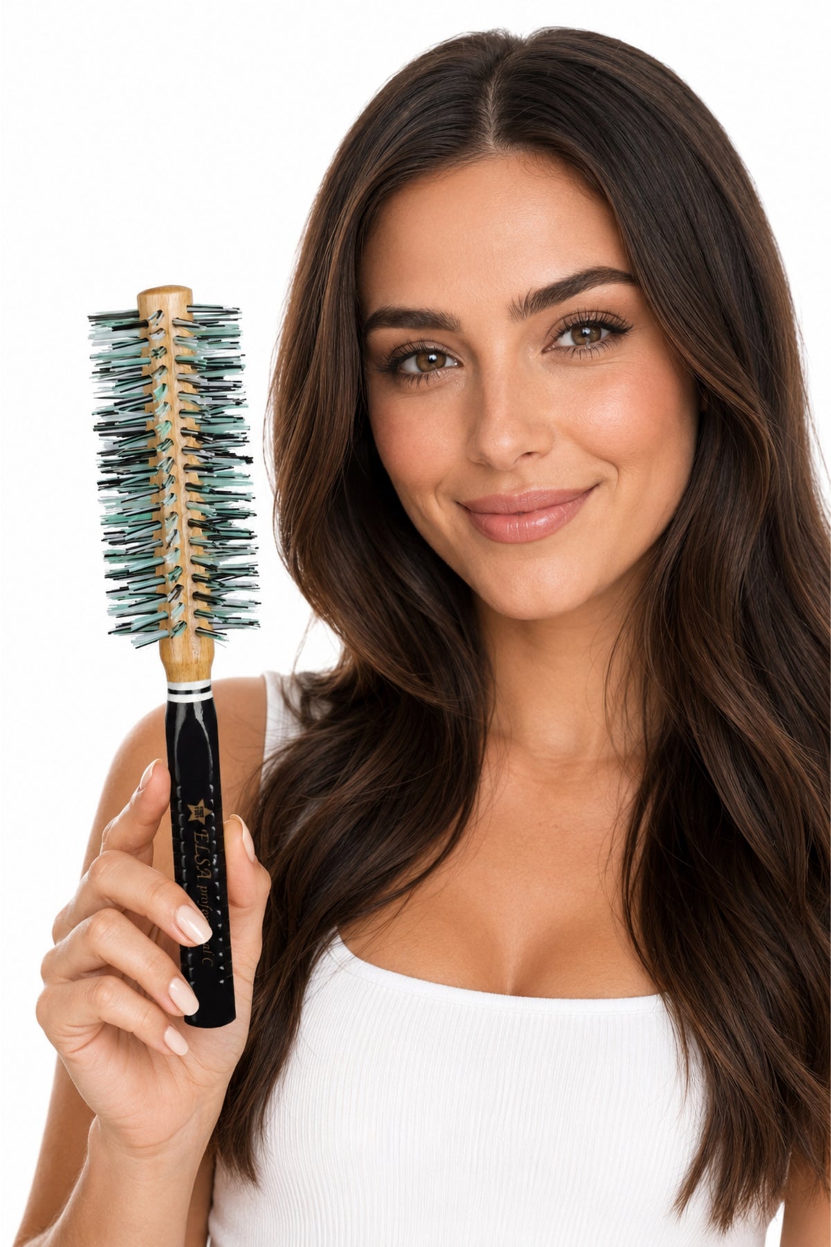 Elsa Professional 1929C Natürel Saç Fırçası 41 mm – Profesyonel Fön Fırçası, Hacim Veren Yuvarlak Saç Fırçası