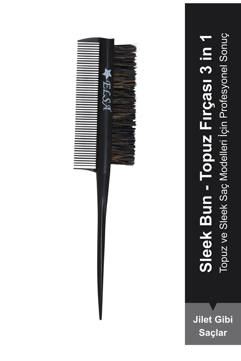 Professional 0.34 Topuz Fırçası 3 In 1 Krepe Şiş Tarak Sleek Bun