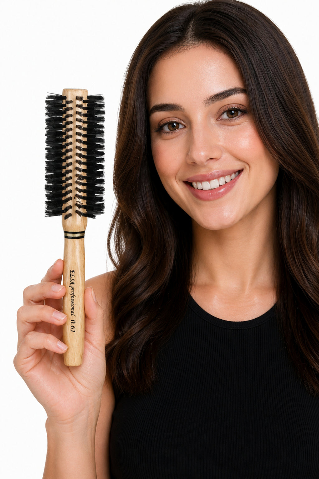 Elsa Professional 0.61 Natürel Saç Fırçası 48 mm - Profesyonel Fön Fırçası, Yuvarlak Saç Fırçası