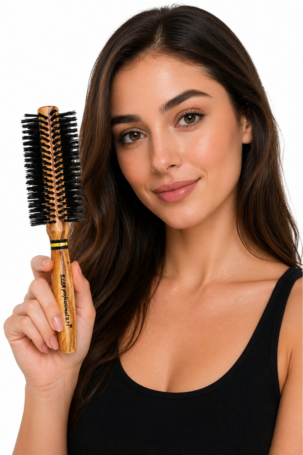 Elsa Professional 0.71 Natürel Saç Fırçası 58 mm – Profesyonel Fön Fırçası, Hacim Veren Yuvarlak Saç Fırçası