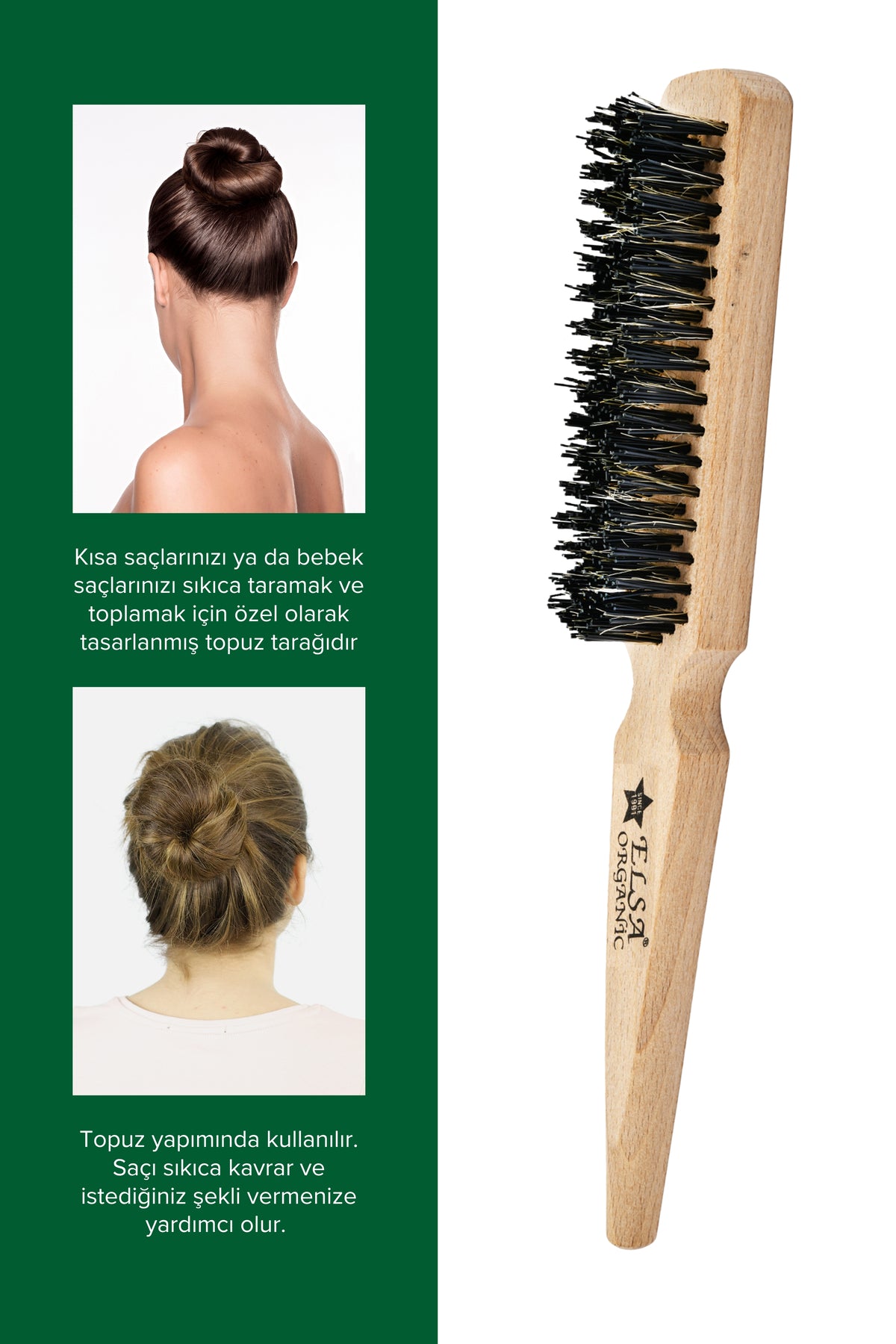 Professional Hair Wax Stick 75gr - Saç Sabitleyici ve 131 Organik Topuz Fırçası Sleek Bun 2'li Set