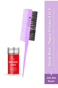 Professional Hair Wax Stick 75gr - Saç Sabitleyici ve 3 in 1 Topuz Fırçası Sleek Bun 2'li Set