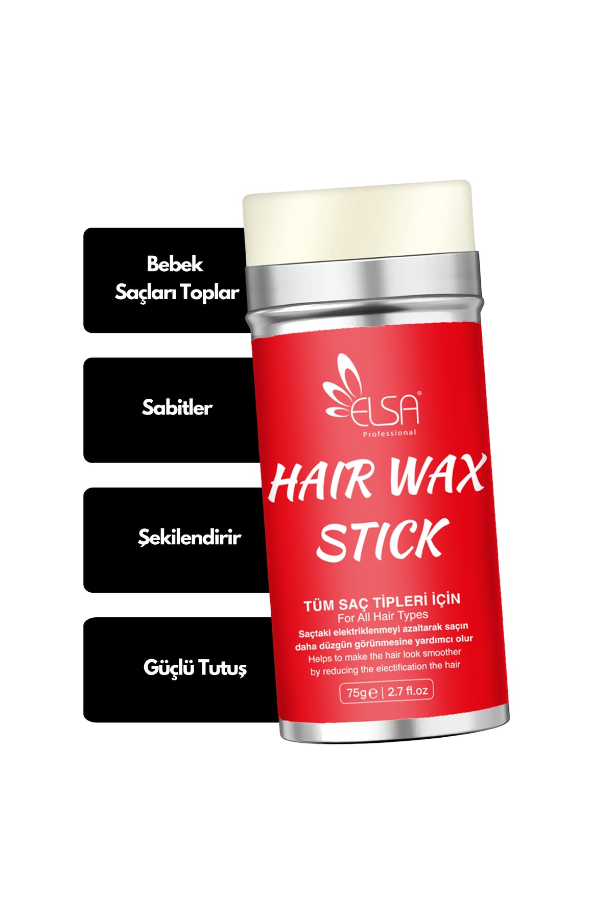 Professional Hair Wax Stick 75gr - Saç Sabitleyici ve 131 Topuz Fırçası Sleek Bun 2'li Set