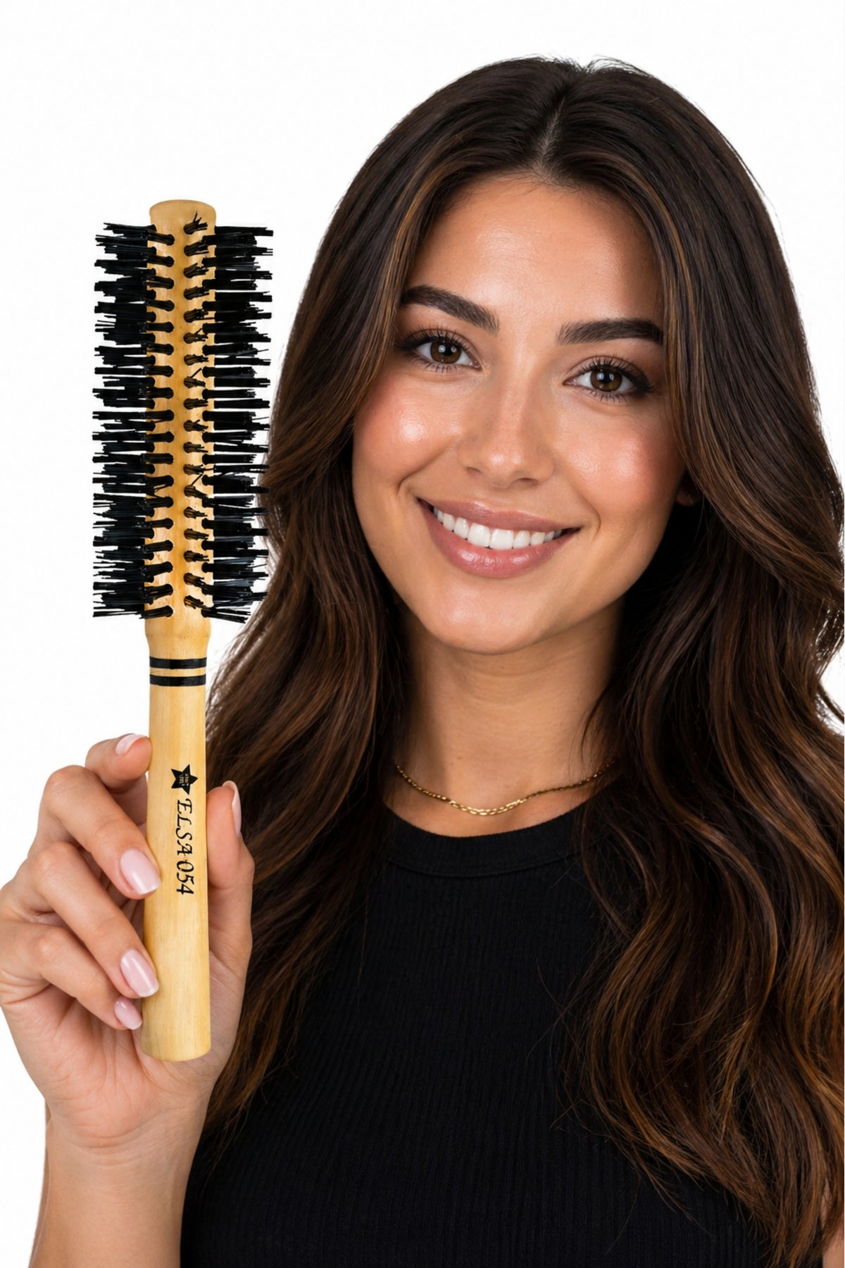 Elsa Professional 0.54 Natürel Saç Fırçası 43 mm – Profesyonel Fön Fırçası, Hacim Veren Yuvarlak Saç Fırçası
