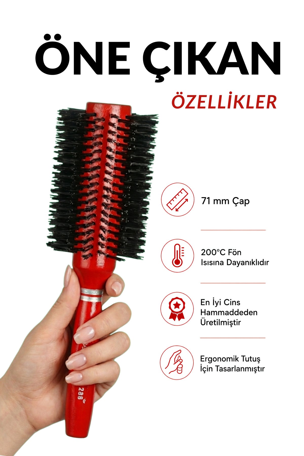Professional 288 Kırmızı Saç Fön Fırçası