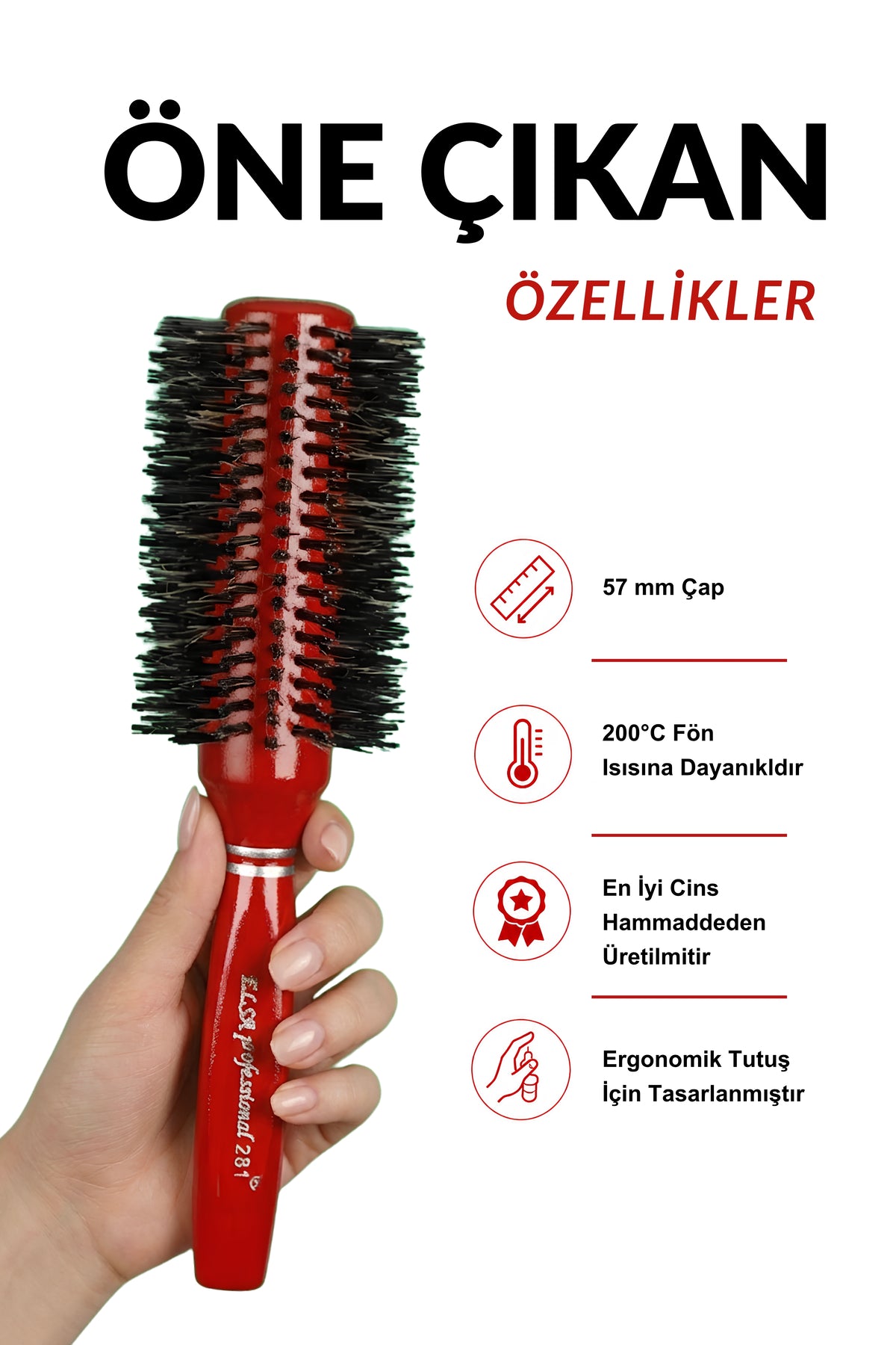 Professional 281 Kırmızı Saç Fön Fırçası