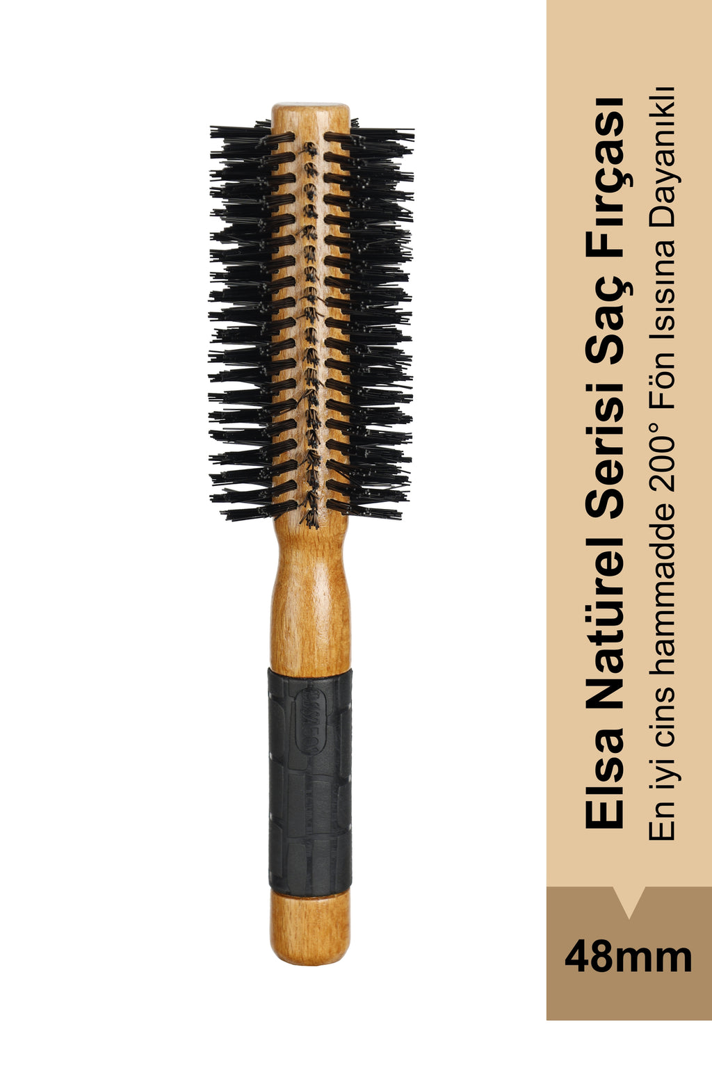 Professional 501 Natürel Saç Fırçası 48 mm – Profesyonel Fön Fırçası, Hacim Veren Yuvarlak Saç Fırçası