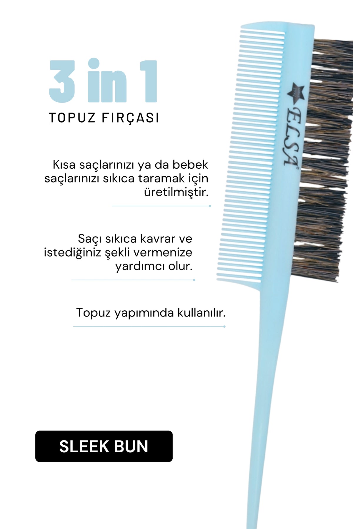 Professional Hair Wax Stick 75gr - Saç Sabitleyici ve 3 in 1 Topuz Fırçası Sleek Bun 2'li Set